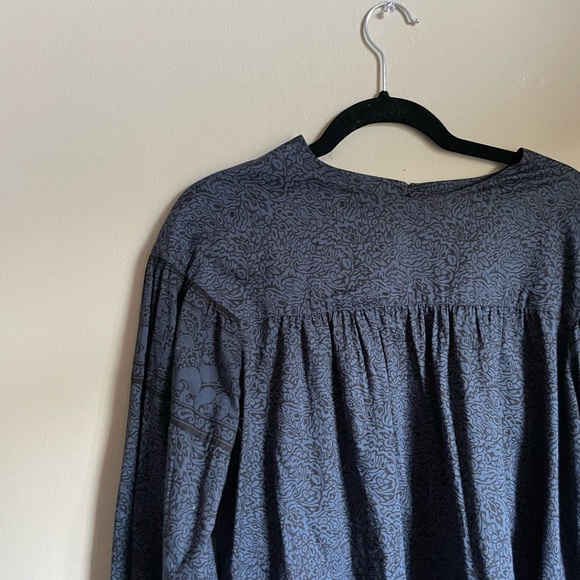 Anna Sui x Uniqlo Blue and Black Peasant Top - Picture 2 of 3